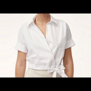 Babaton Ozana white cropped wrap blouse